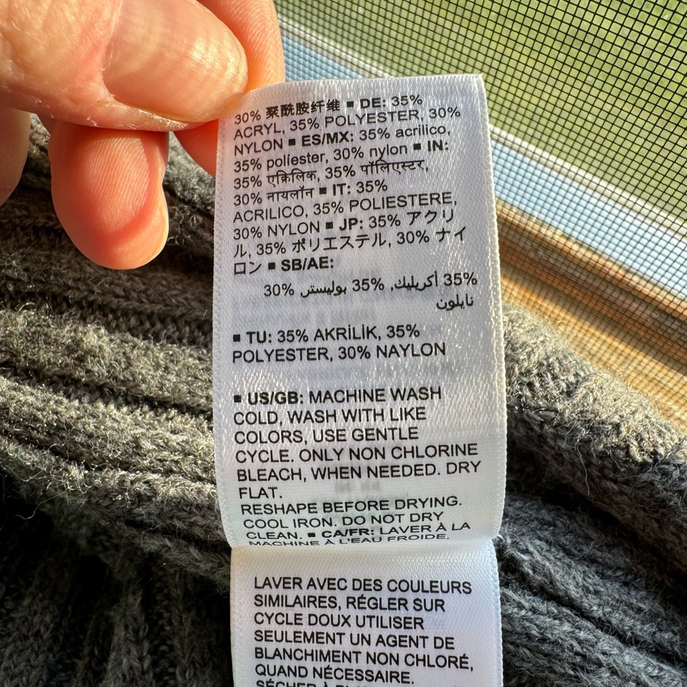 Extra Long Drop Shoulder Gray Sweater Robe - Picture 7 of 12